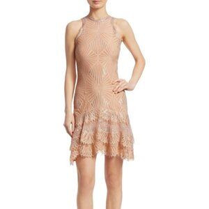 JONATHAN SIMKHAI Metallic Tiered Mini Dress -  color nude - size 0/XS